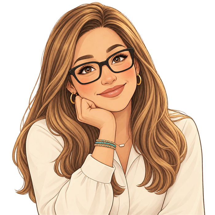 Illustration of Linda resting her chin on her hand, listening